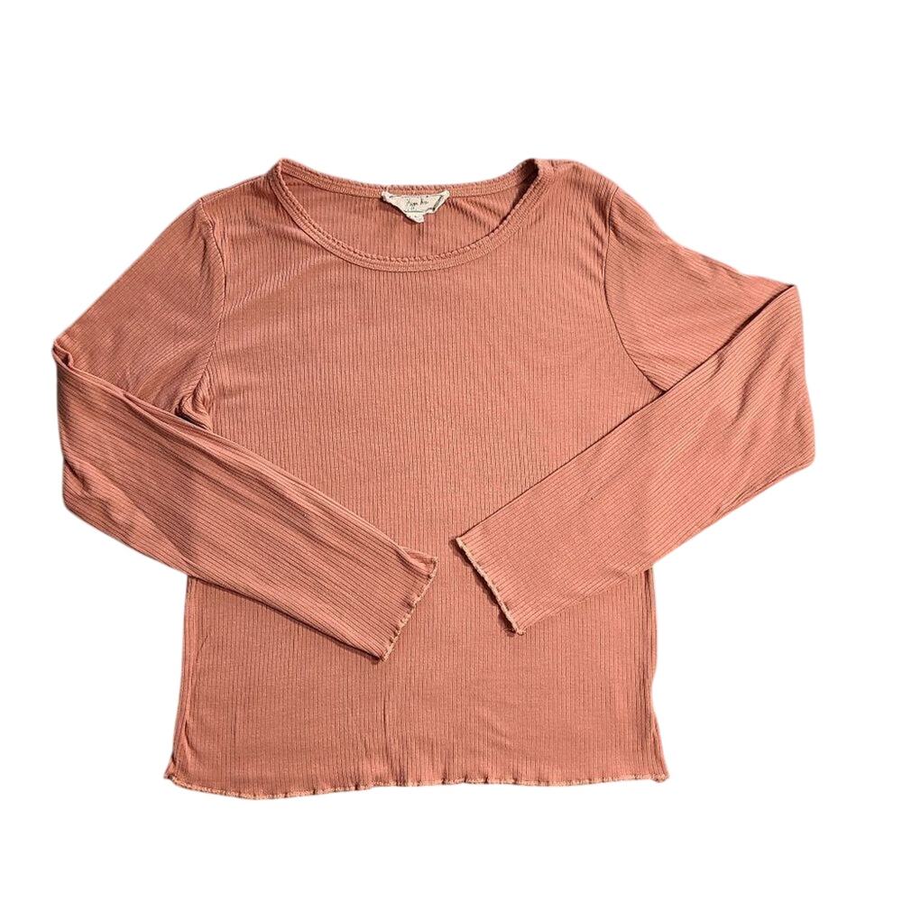 Hippie Rose Y2K Ribbed Long Sleeve Tee Size Large